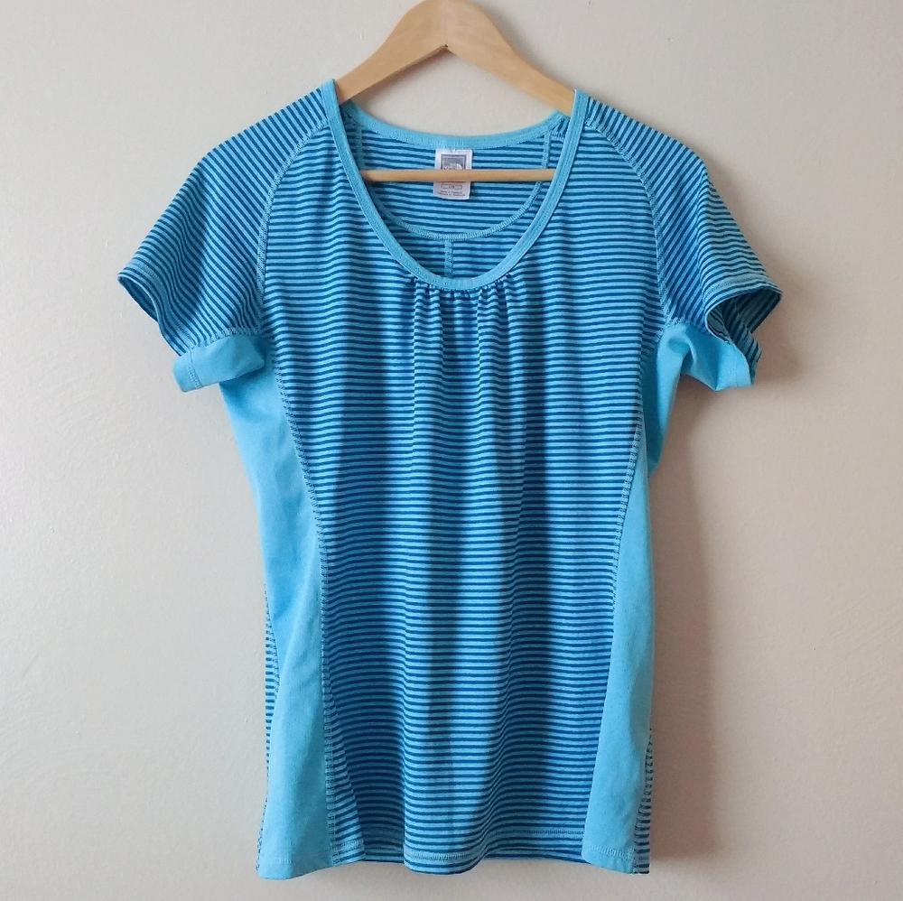 North Face VaporWick Blue Striped Workout Top